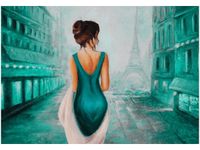 OBRAZ DRUK PARIS WALK WIEŻA EIFFA KOBIETA KOLORY