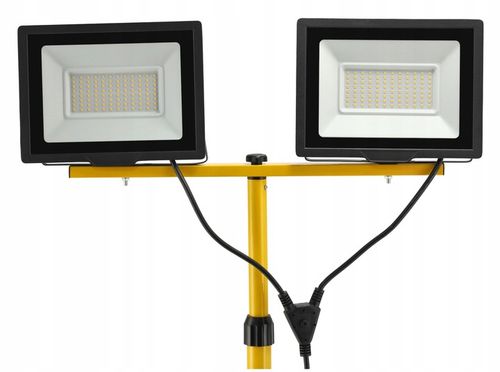 Halogen LED Statyw Budowlany Naświetlacz 2X 100W + Przewód Zestaw na Arena.pl