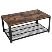 Stolik kawowy z półką 106x60 cm rustykalny brąz styl loft