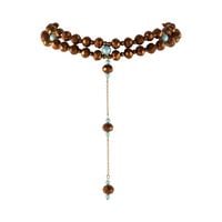 Choker z krawatką, z czekoladowych koralików