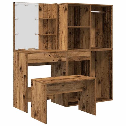 Toaletka z oświetleniem LED Stare drewno Drewno klejone na Arena.pl