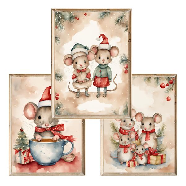 Zestaw trzech plakatów Christmas Mouses2 zdjęcie 1