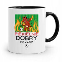 Kubek Czarny Dla Piekielnie Dobrego Piłkarza Z Nadrukiem Ze Zdjęciem