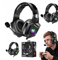 Słuchawki gamingowe nauszne bluetooth przenośne czarne dla graczy K8