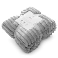 Koc 170x210 SOFT srebrny miękki flano 300gsm