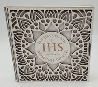 kasetka kwadrat 16 x 16cm ażur biała KOMUNIA ŚW