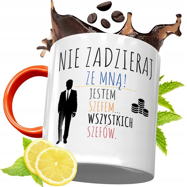 Kubek Pomarańczowy Dla Szefa Prezent Z Nadrukiem Ze Zdjęciem zdjęcie 1