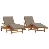 Leżak 2 pcs Ciemnoszary 200 x 67 x 84cm Lite drewno akacjowe