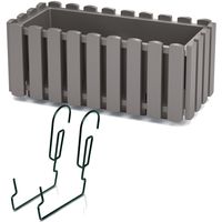 Doniczka + uchwyt skrzynka balkonowa 18x38x16,2 cm szary kamienny