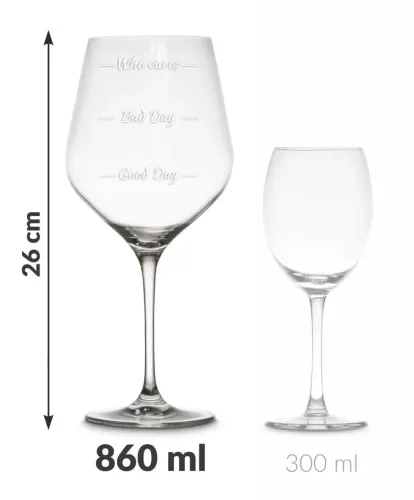 Duży Kieliszek na Całą Butelkę Wina 860ml z Napisami Who Cares + Etui na Arena.pl