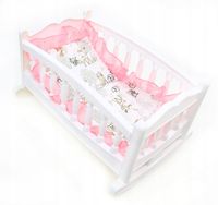 DUŻA Biała KOŁYSKA Łóżeczko 45cm dla lalki lalek POŚCIEL Produkt POLSKI