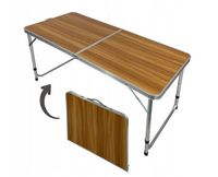 Stół kempingowy składany 120x60 regulowana wysokość drewno