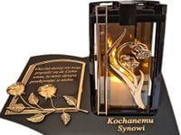 SYN SYNOWI ZNICZ LAMPION NA GRÓB PLK RÓŻA ZŁ CZARNY SKOS SENTENCJA+ ŚWIECA