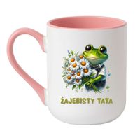 KUBEK "ŻAJEBISTY TATA" Wzór - Elegant Coffee Różowy 330 ml