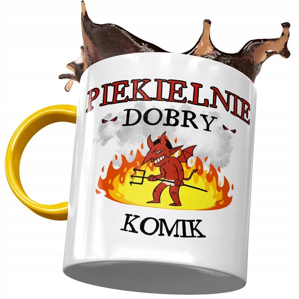 Kubek Żółty Dla Komika Piekielnie Dobry Komik Z Nadrukiem Ze Zdjęciem zdjęcie 1