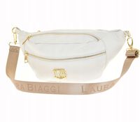 Laura Biaggi - duża nerka saszetka listonoszka biały groszek mat JP141