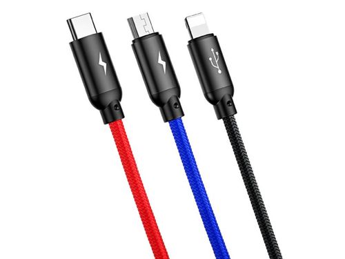 Kabel Baseus 3w1 iPhone micro USB USB-C 3.5A Three Primary 120cm na Arena.pl