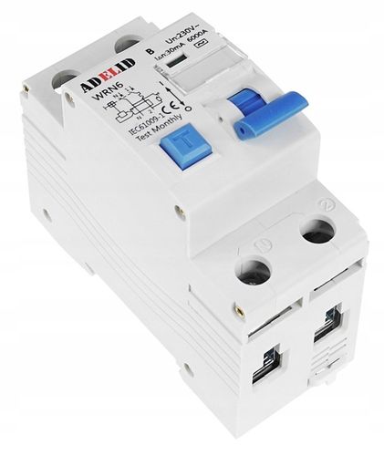 1F B16A 30mA WYŁĄCZNIK NADPRĄDOWY Z RÓŻNICÓWKĄ 2P TYP AC na Arena.pl