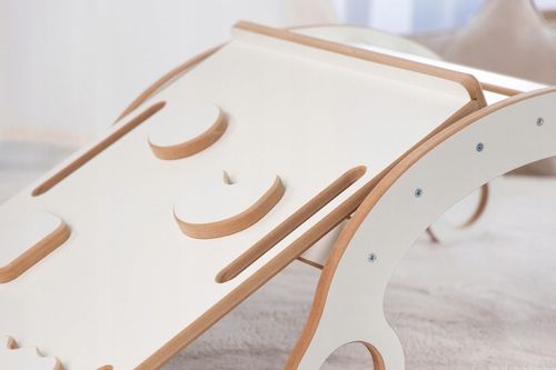 Bujak Montessori DREWNIANY XL +Poduszka Beżowa +Zjeżdżalnia +Ścianka ZESTAW na Arena.pl