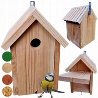 BUDKI DLA PTAKÓW, LĘGOWE Drewniany - Solidny, łatwy montaż SUROWE DREWNO
