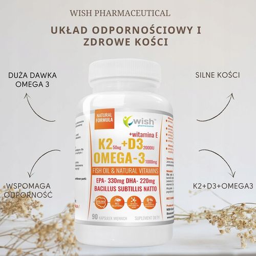 WITAMINA K2 MK-7 + D3 2000IU Vit E OMEGA-3 90kaps na Arena.pl