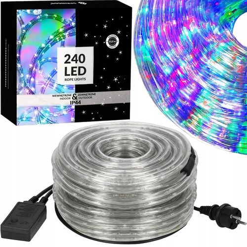 WĄŻ ŚWIETLNY ZEWNĘTRZNY 240 LED LAMPKI CHOINKOWE IP44 10m PROGRAMATOR MULTI na Arena.pl