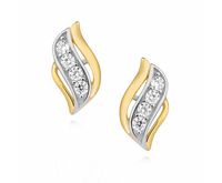 Delikatne pozłacane rodowane srebrne kolczyki łezki z cyrkoniami srebro 925 Z1401E_G