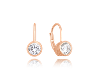 MINET Rose gold kolczyki srebrne z białymi cyrkoniami