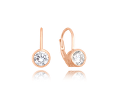 MINET Rose gold kolczyki srebrne z białymi cyrkoniami