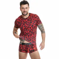 anais men savage t-shirt s czerwona mikrofibra animal print