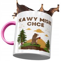 Kubek Różowy Śmieszny Zabawny Kawy Misie Chce Z Nadrukiem Ze Zdjęciem