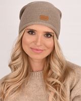 Jesienna damska Czapka dziana zimowa Polska podpinana z tyłu LATTE J4