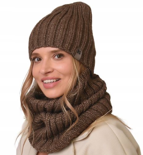 damski Komplet brązowyi zimowy CZAPKA Z KOMINEM ciepły ZESTAW polski Be4 na Arena.pl
