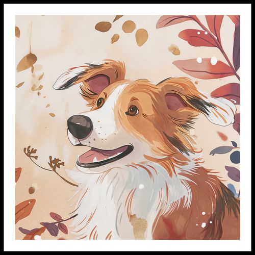 Plakat 90x90cm Collie Jesienną Porą na Arena.pl