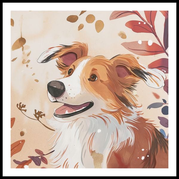 Plakat 90x90cm Collie Jesienną Porą zdjęcie 3