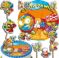 ZESTAW OPŁATEK NA TORT 20CM + TOPPERY PAPIEROWE - SUPER ZINGS 15CM 18CM