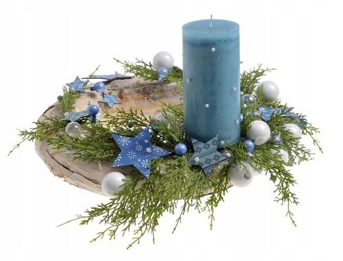 Zestaw świec walcowych 7,9,11,13cm świeczka stroik adwent SREBRNY METALIK na Arena.pl