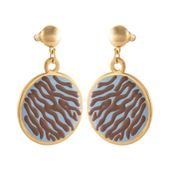 kolczyki niebieskie plasterki w czekoladową zeberkę (p25/lat/120/1au)