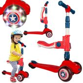 Hulajnoga Trójkołowa Balansowa z Siedziskiem Kółka LED Jeździk 2w1