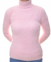 Damski sweter typu alpaka golf w prążek UNI