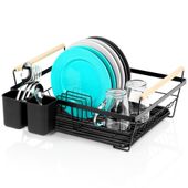 Ociekacz Duża Suszarka Stojąca Naczynia Talerze Sztućce Czarna Metal 45 cm