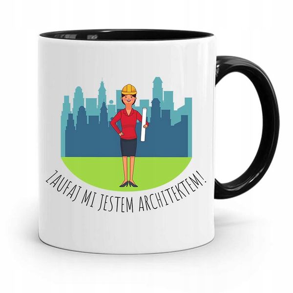 Kubek Czarny Architekta Zaufaj Jestem Architektem Z Nadrukiem Ze Zdjęciem zdjęcie 1