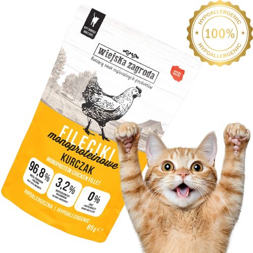 karma mokra dla kota fileciki monoproteinowe kurczak 85g wiejska zagroda na Arena.pl