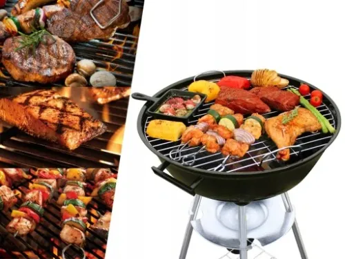 Grill BBQ KETTLE Ogrodowy węglowy na brykiet Zamykany POKRYWA półka na Arena.pl