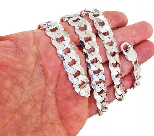 BRANSOLETKA SREBRNA MĘSKA PEŁNA PANCERKA 11 mm + GRAWER GRATIS SREBRO 925 na Arena.pl