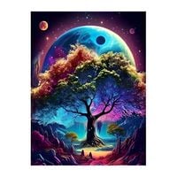 Haft Diamentowy 5D Mozaika Kosmos Drzewo 40x30 Zestaw Kreatywny DIY