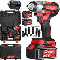 KLUCZ UDAROWY AKUMULATOROWY BEZSZCZOTKOWY do KÓŁ 20V 1/2'' 2xAKU NASADKI