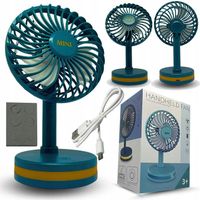 MOCNY WENTYLATOR WIATRAK BIURKOWY STOŁOWY STOJĄCY USB MINI NIEBIESKI BLUE