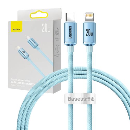 kabel usb-c do ip baseus crystal shine,  20w, 1.2m (niebieski) na Arena.pl