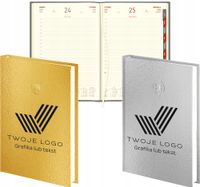 PLANER firmowy dzienny kalendarz A5 złoty srebrny 2026 Z TWOIM LOGO 100 szt